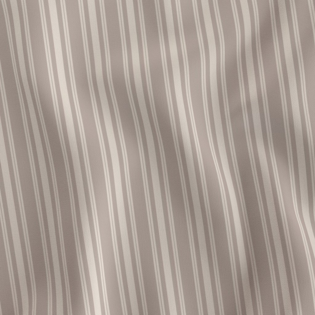 Sandstone Cream Thin Ticking Stripes on Misty Taupe