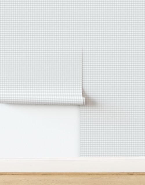 Cloud Grey Pale Airy Gingham Check Plaid Pattern Wallpaper