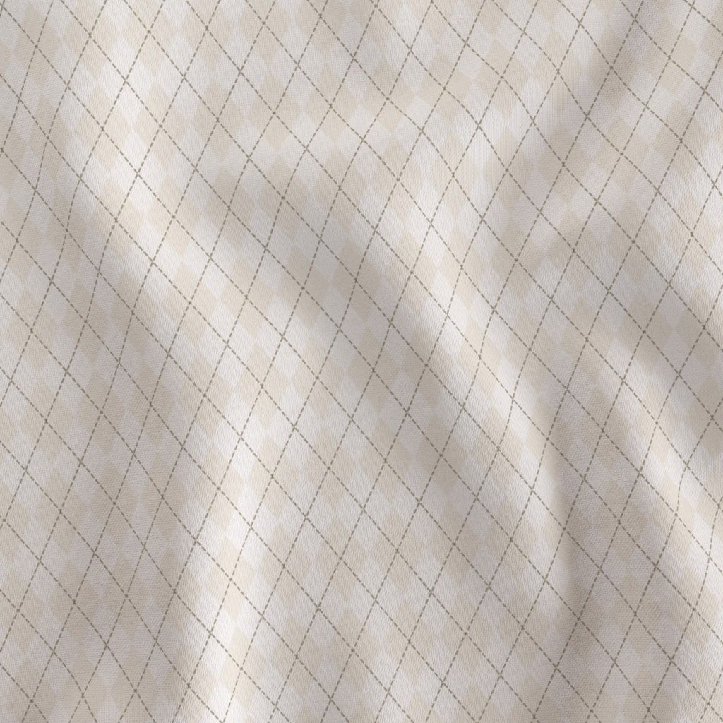 Soft Bone White Small Argyle Diamond Check Pattern