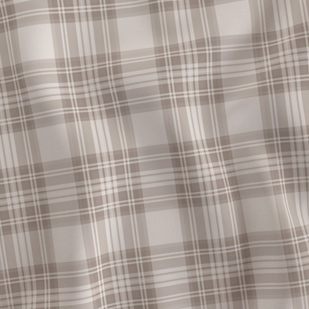 Small scale traditional tartan plaid in misty taupe soft earth tones adds s