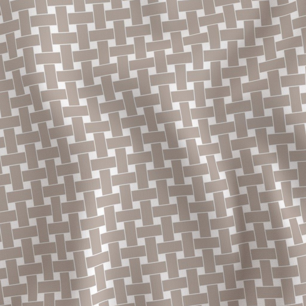 Large Misty Taupe Cane Weave Pattern on White Background