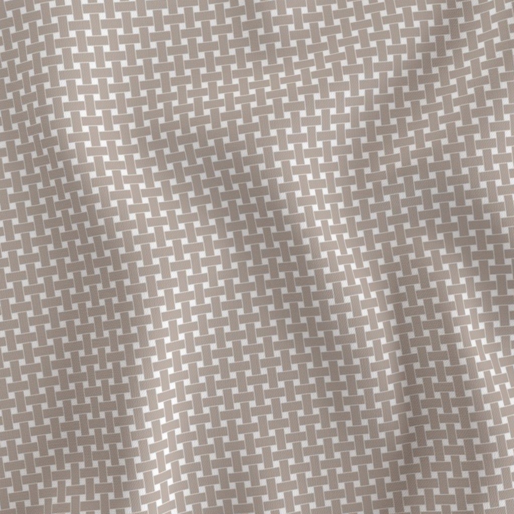 Small Misty Taupe Cane Weave Pattern on White Background