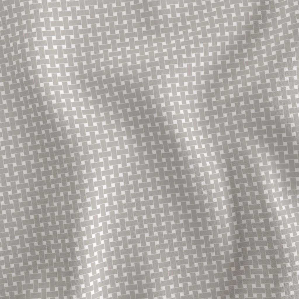 Small Cool Greige Cane Weave Pattern on White Background