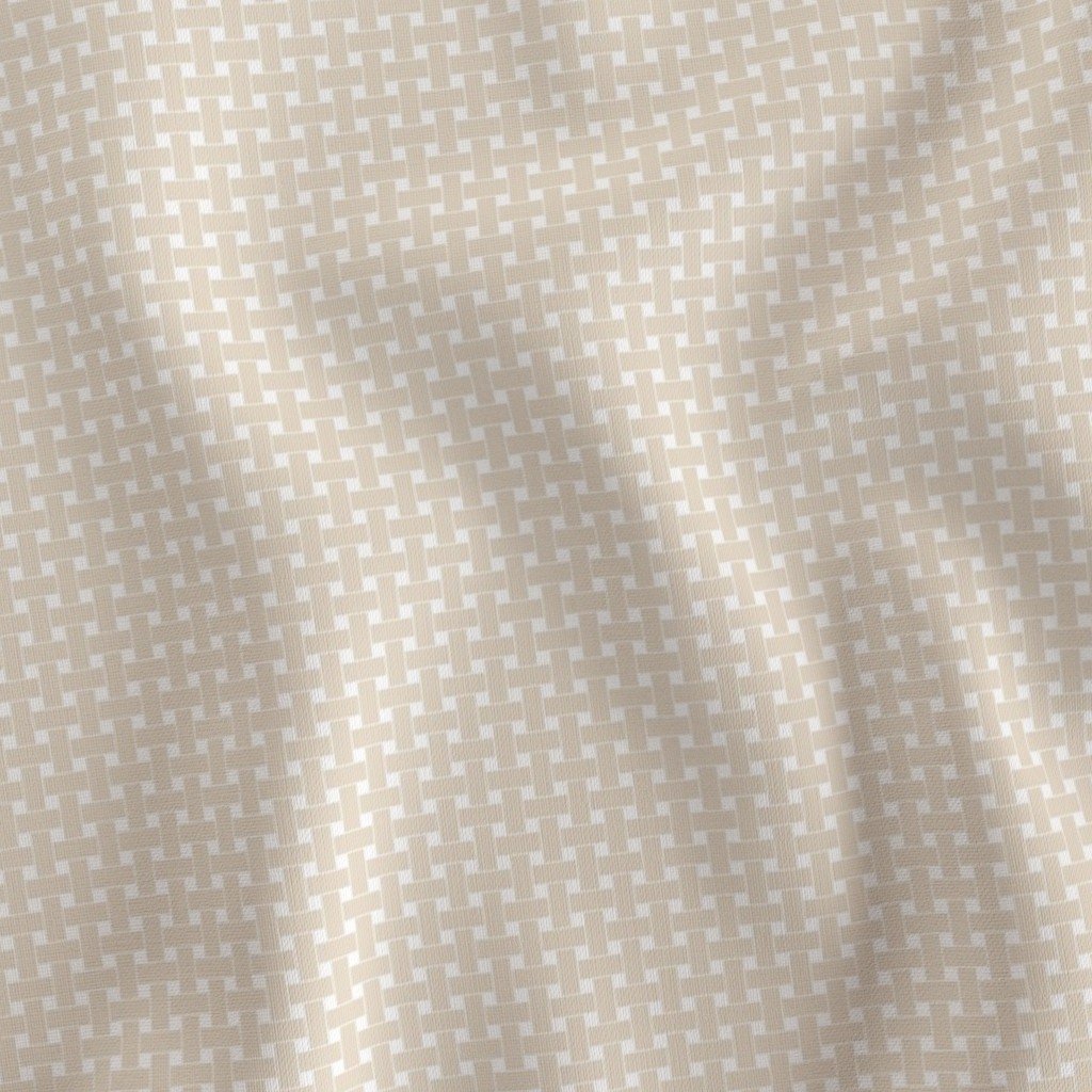 Small Powder Sand Vintage Cream Cane Weave Pattern on White Background