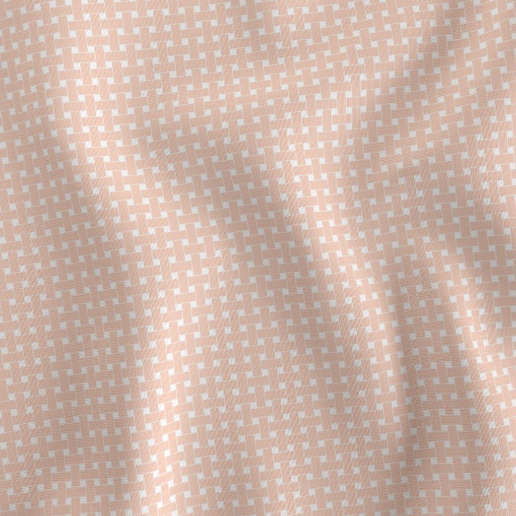 Small Pastel Peach Blush Cane Weave Pattern on White Background