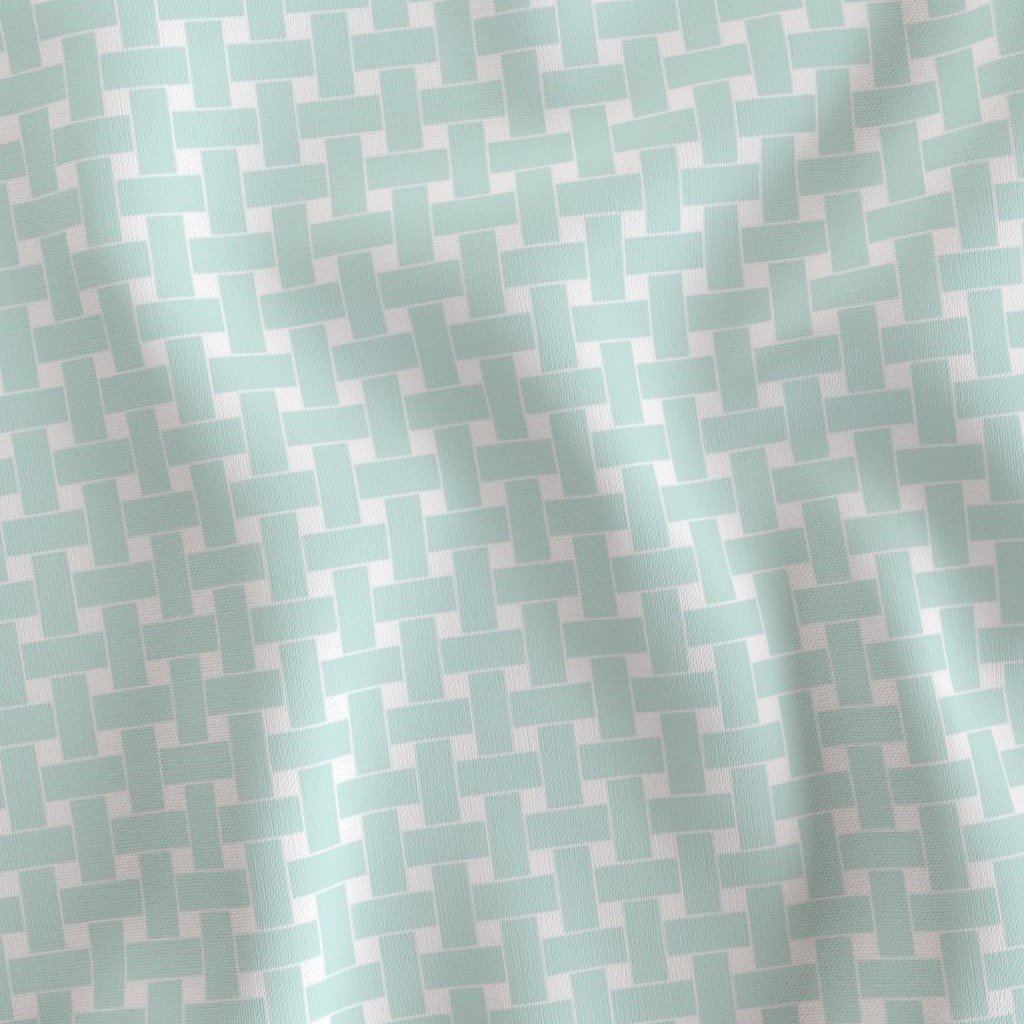 Large Pastel Mint Frost Cane Weave Pattern on White Background
