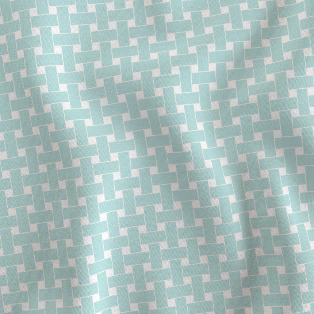 Large Pastel Sky Teal Cane Weave Pattern on White Background