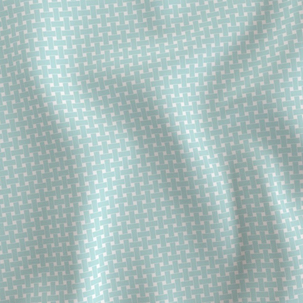 Small Pastel Sky Teal Cane Weave Pattern on White Background