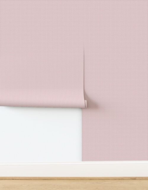 Large Pastel Dusty Rose Cane Weave Pattern on White Background Wallpaper