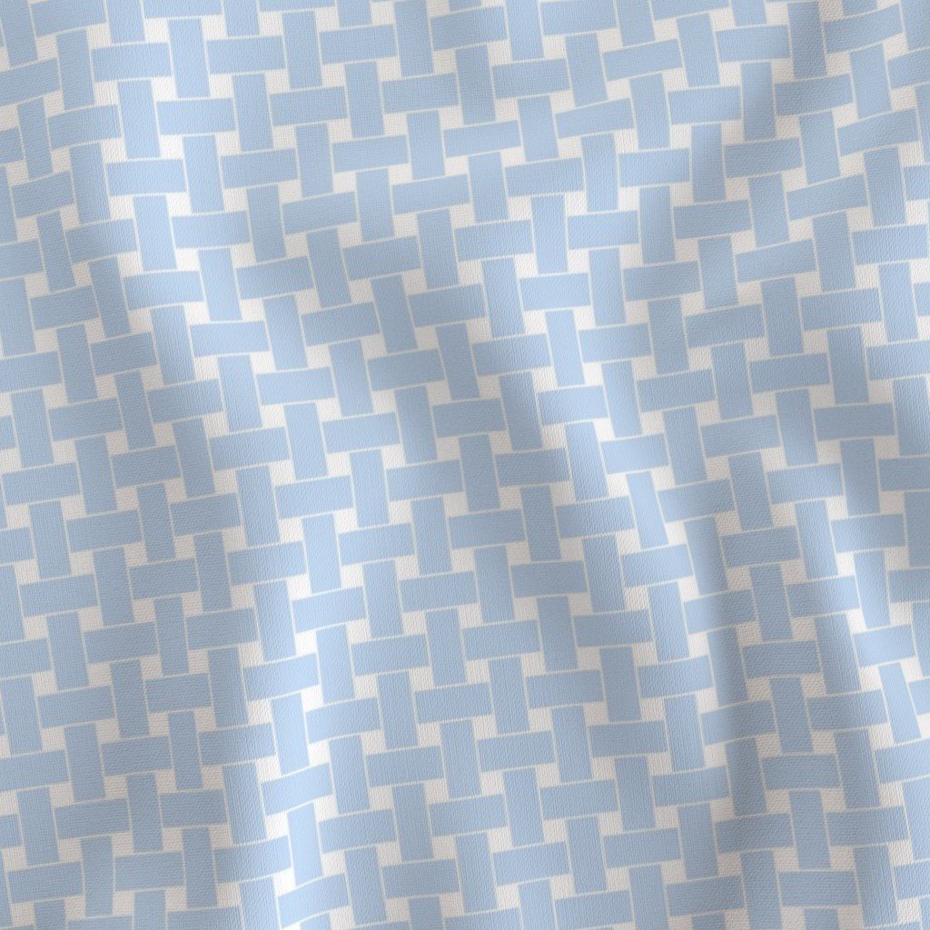 Large Pastel Baby Blue Cane Weave Pattern on White Background