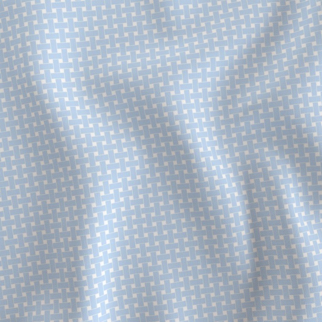 Small Pastel Baby Blue Cane Weave Pattern on White Background