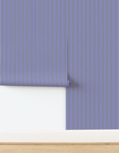 Mini Vertical Ticking Stripe in Cobalt Navy and Cream Wallpaper