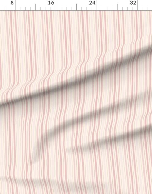 Small Vertical Ticking Stripe in Blush Pink Shades on Cream