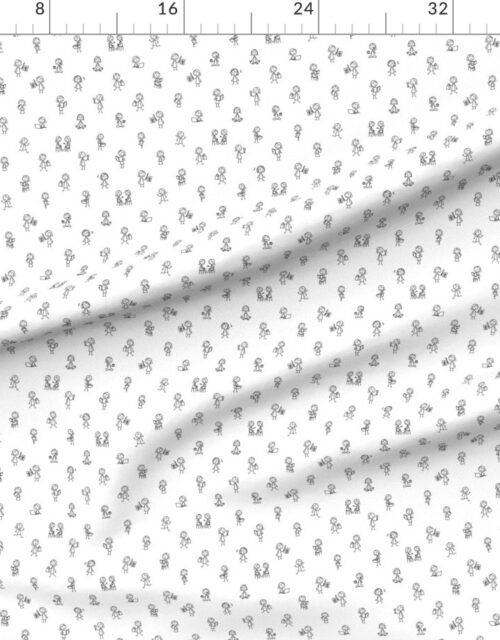 Girls Just Wanna Have Fun Stick Figure Pattern in Black on White