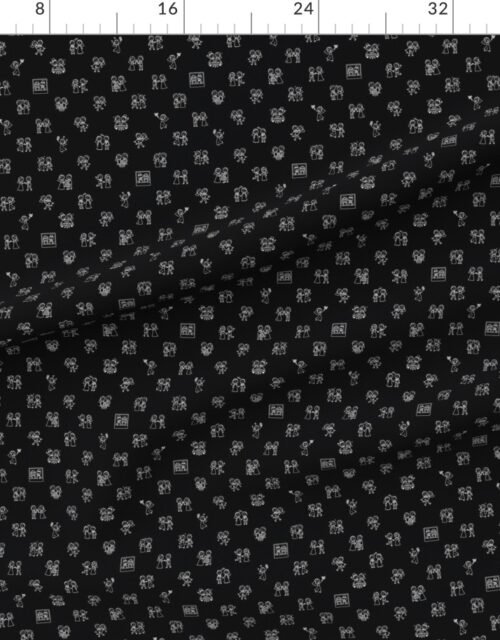 Just Married White on Black Stick Figure Wedding Pattern