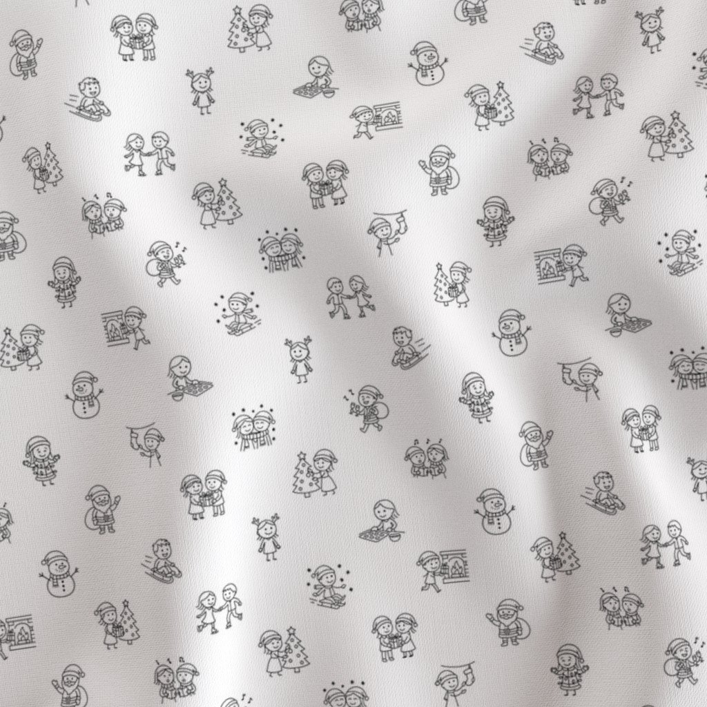 Stick Figure Christmas Cheer Hand Drawn Holiday Doodle Black on White