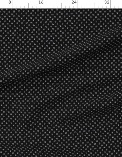 Mini Stick Figure Christmas Cheer Black on White Holiday Doodle Pattern