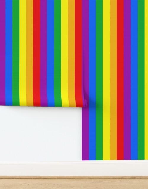 Pixelated Rainbow Stripes Retro TV Inspired Pattern Wallpaper