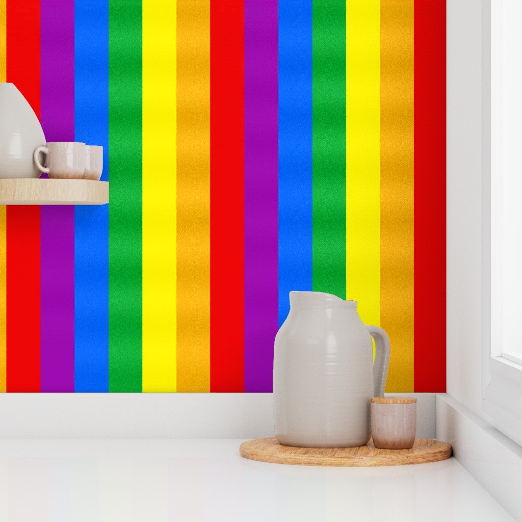 Pixelated Rainbow Stripes Retro TV Inspired Pattern Wallpaper