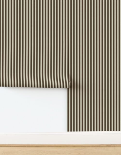 Serrated Rockpool Brown Small Stripe on Cream Wallpaper