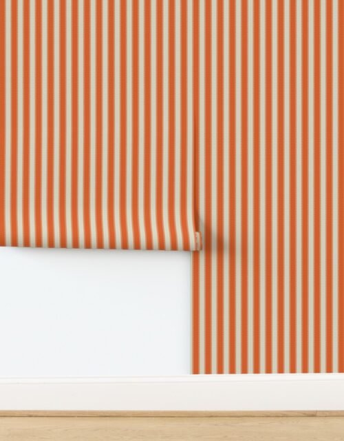 Serrated Tigerfish Orange Classic Stripe on Cream Wallpaper
