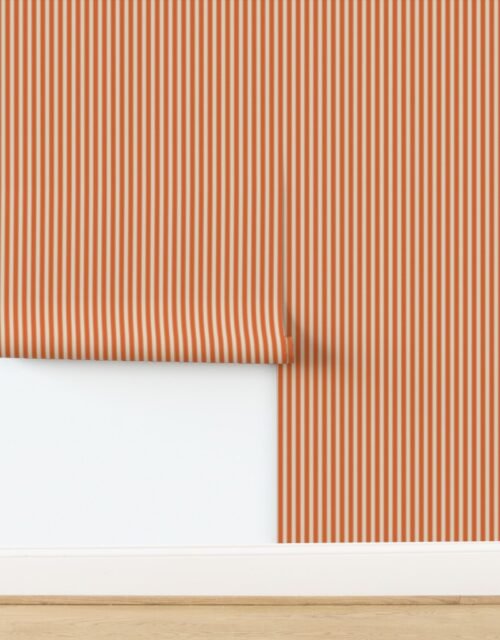 Serrated Tigerfish Orange Mini Stripe on Cream Wallpaper