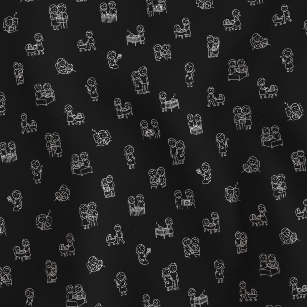 Baby Stick Figure Moments Pattern – White on Black