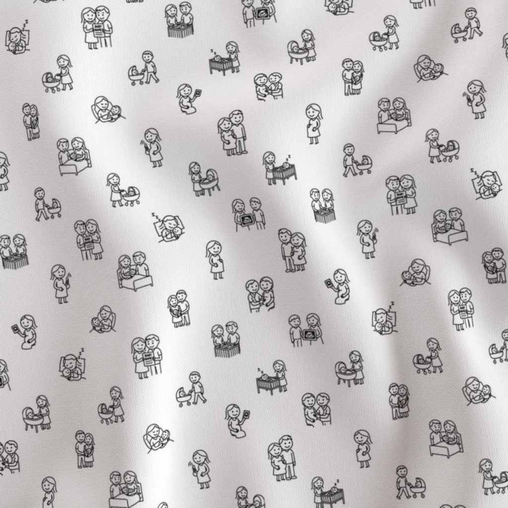 Baby Stick Figure Moments Pattern Black on White