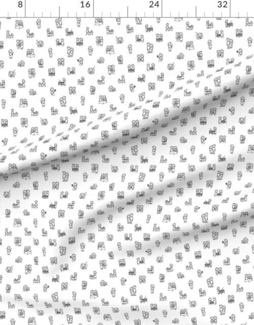 Baby Stick Figure Moments Pattern Black on White