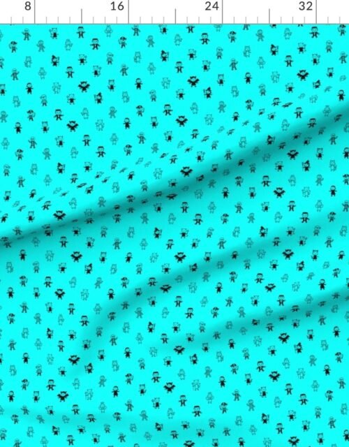 Black Stick Figure Halloween Parade on Witchy Aqua