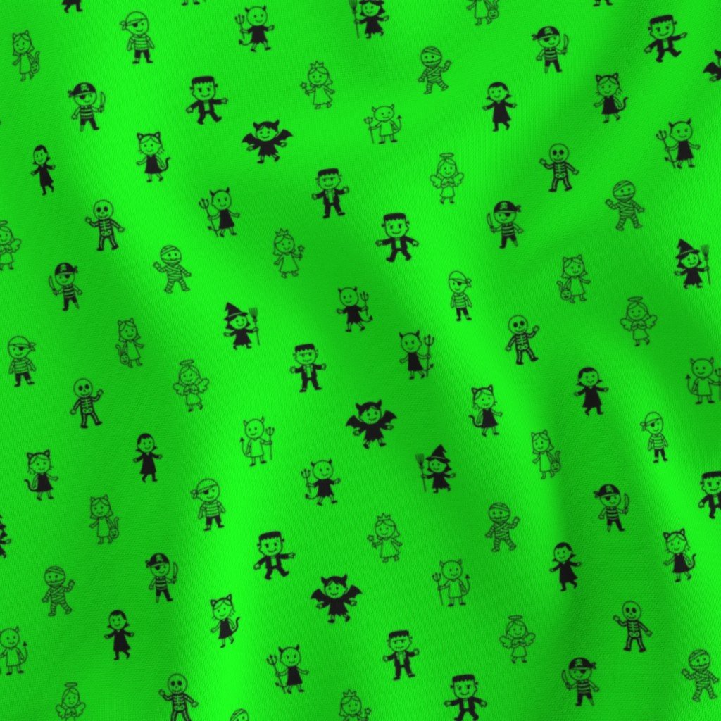 Black Stick Figure Halloween Parade on Slime Green