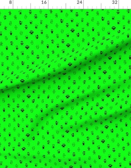 Black Stick Figure Halloween Parade on Slime Green