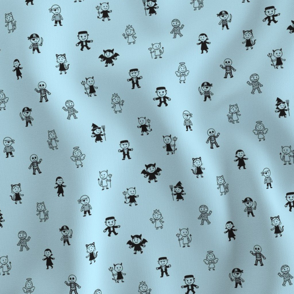 Black on Baby Blue Stick Figure Halloween Costume Parade Pattern