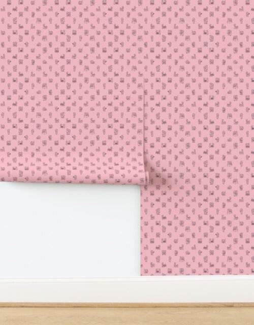 Baby Pink Baby Stick Figure Moments Pattern Wallpaper