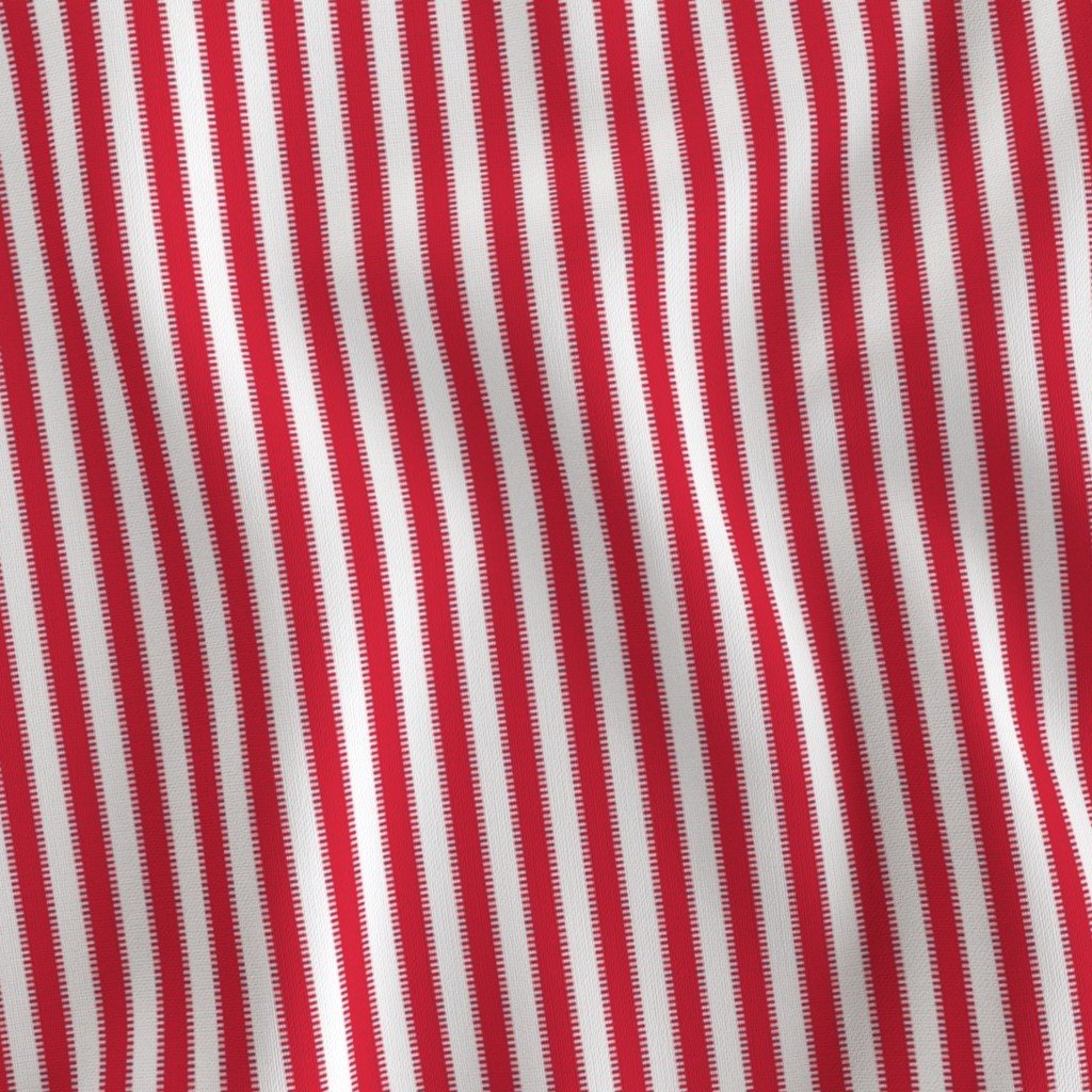 Serrated Peppermint Red Mini Stripe on White