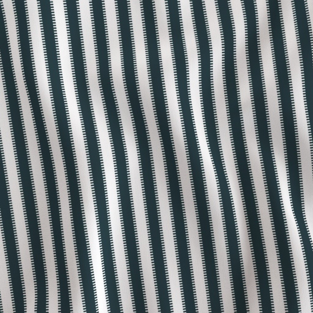 Serrated Balsam Fir Green Small Stripe on White