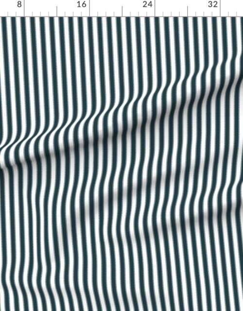 Serrated Balsam Fir Green Small Stripe on White