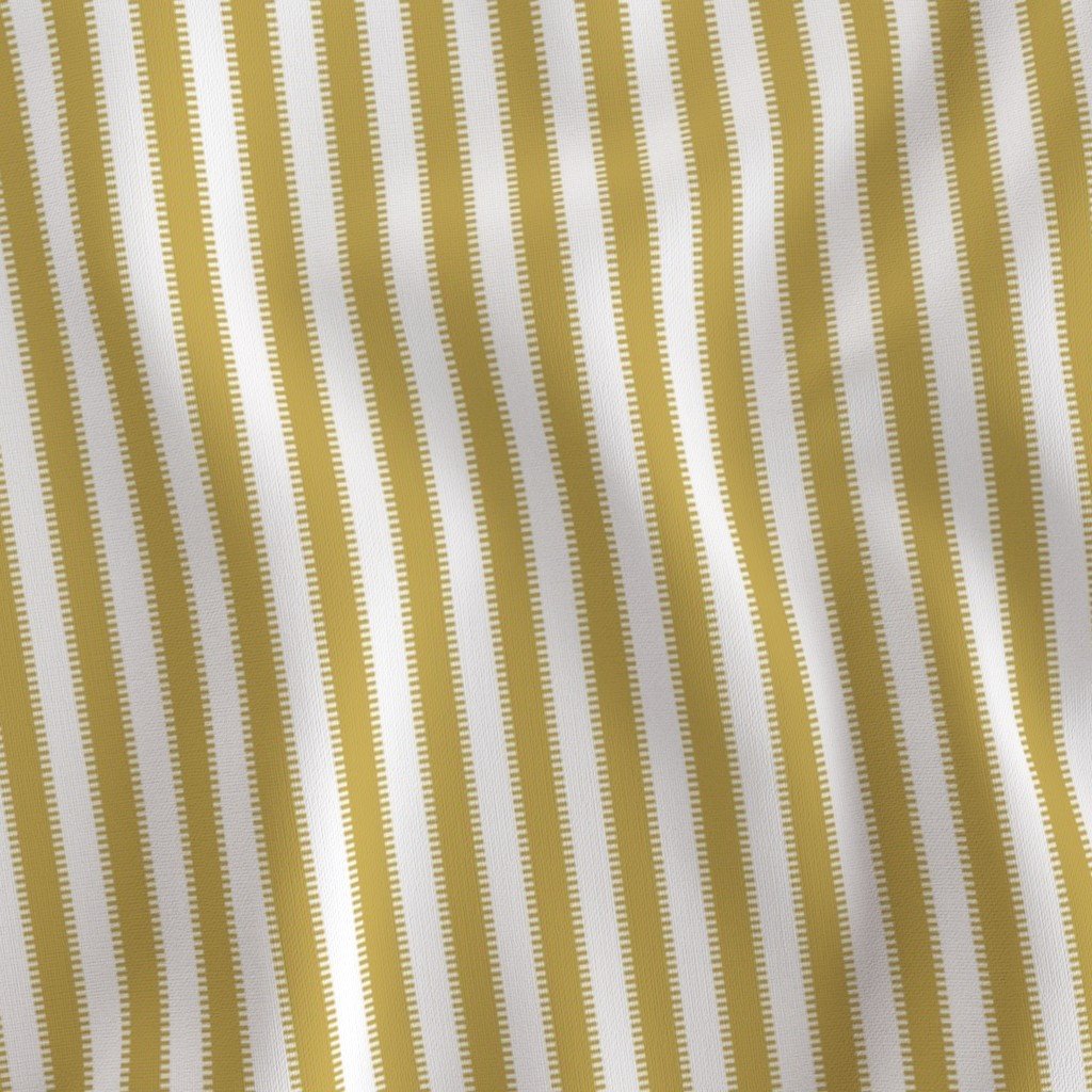 Fabric in Serrated Gold Garland Small Stripe on White