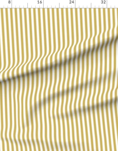 Fabric in Serrated Gold Garland Small Stripe on White
