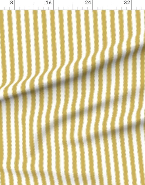 Fabric in Serrated Gold Garland Classic Stripe on White