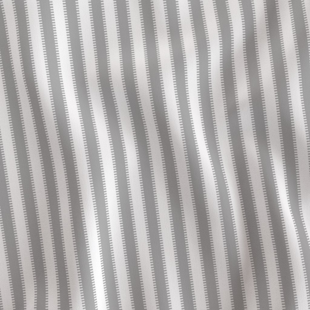 Serrated Silver Tinsel Small Stripe on White