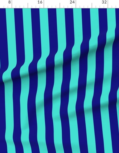 Bold Coastal Classic Navy Blue and Turquoise Cabana Tent Stripe