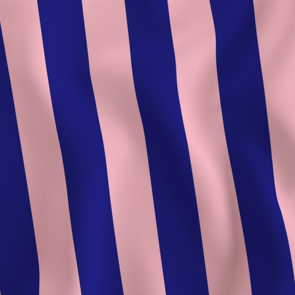 Bold Coastal Classic Navy Blue and Pink Cabana Tent Stripe