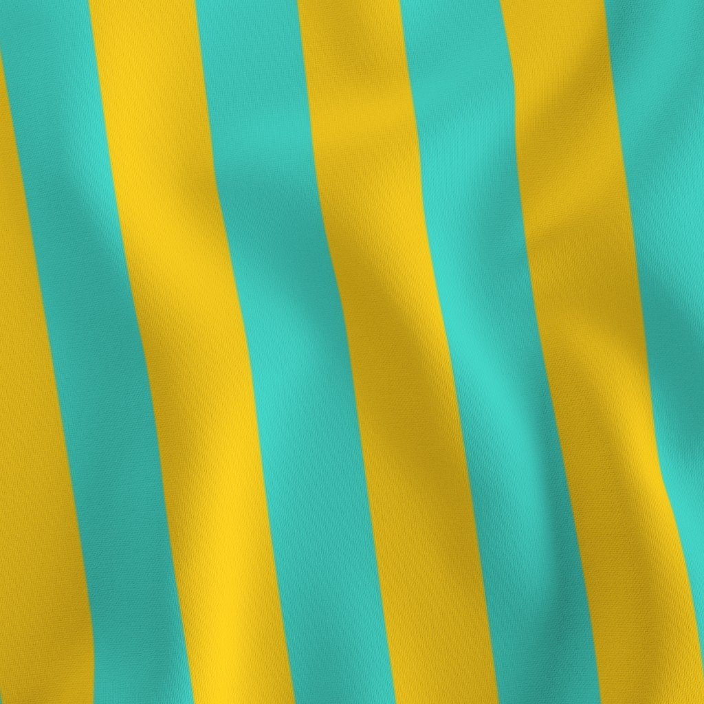 Bold Coastal Classic Yellow and Turquoise Cabana Tent Stripe
