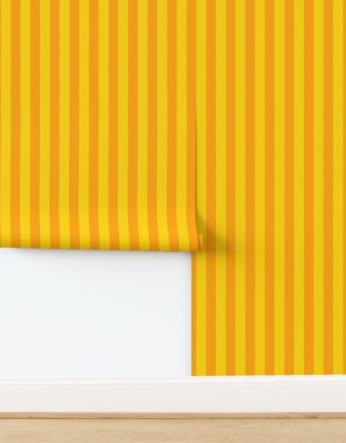 Bold Coastal Classic Yellow and Bright Orange Cabana Tent Stripe Wallpaper