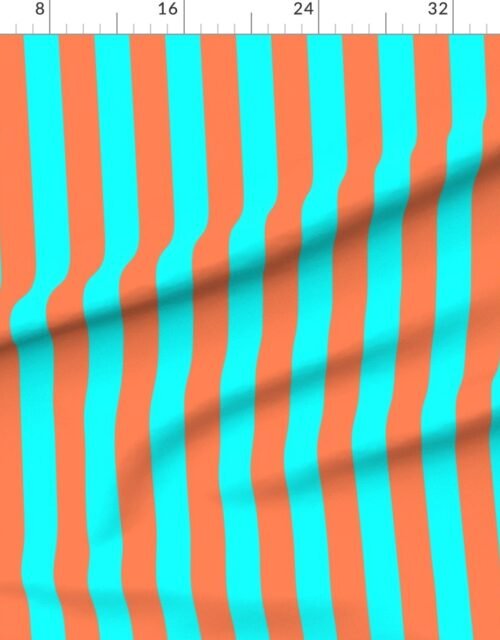 Bold Coastal Classic Coral and Aqua Cabana Tent Stripe