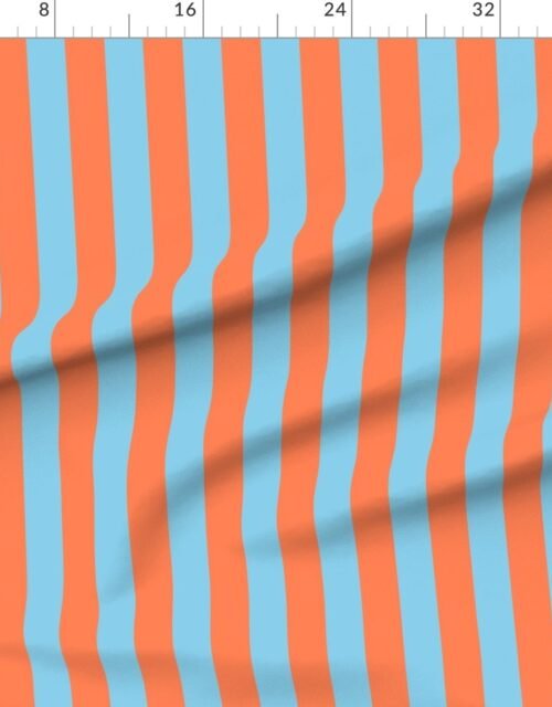 Bold Coastal Classic Coral and Sky Blue Cabana Tent Stripe
