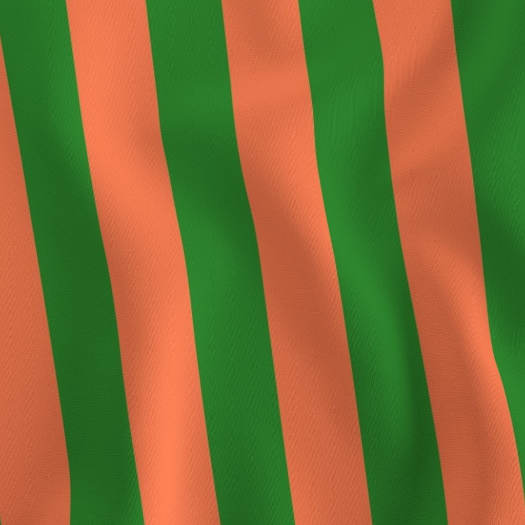 Bold Coastal Classic Coral and Forest Green Cabana Tent Stripe