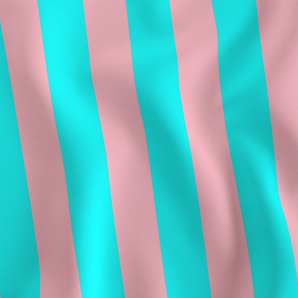 Bold Coastal Classic Aqua and Pink Cabana Tent Stripe