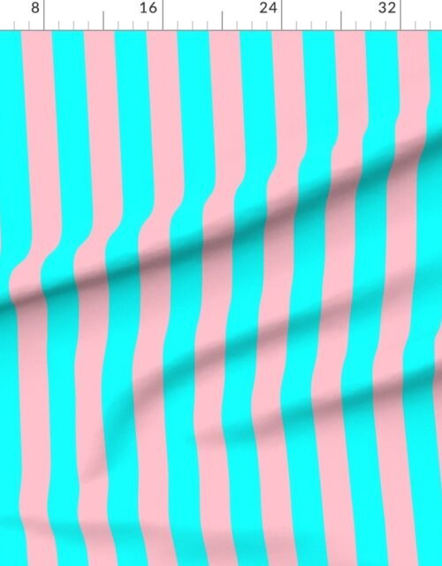 Bold Coastal Classic Aqua and Pink Cabana Tent Stripe